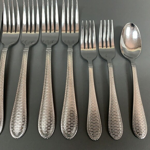Home Target Weave Pattern Stainless Steel Knives Forks Spoon Lot of 10 - Picture 4 of 8